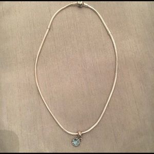 Pandora Sterling Silver Necklace with blue pendant